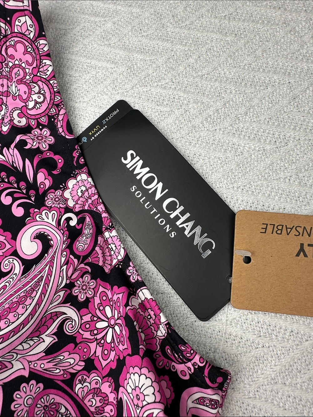 Simon Chang Black and Pink Paisley One-Piece Swimsuit - Picture 4 of 16